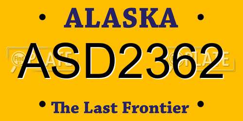 ASD2362 Alaska License Plate