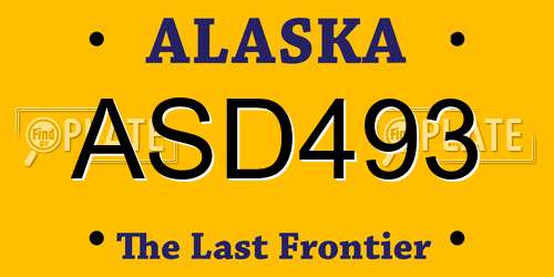 ASD493 Alaska License Plate