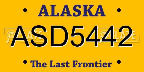 ASD5442 Alaska License Plate
