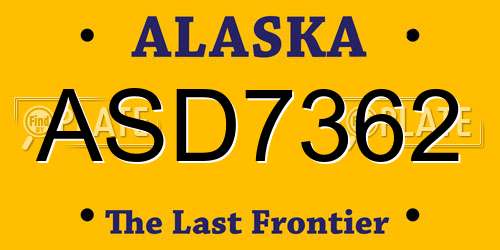 ASD7362 Alaska License Plate