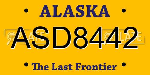 ASD8442 Alaska License Plate