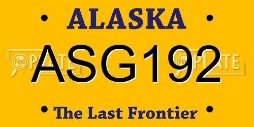 ASG192 Alaska License Plate