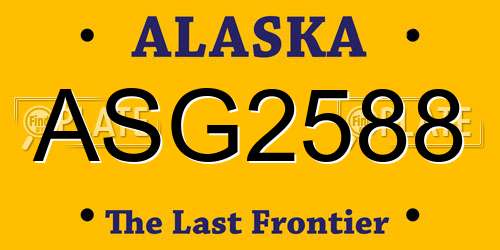 ASG2588 Alaska License Plate