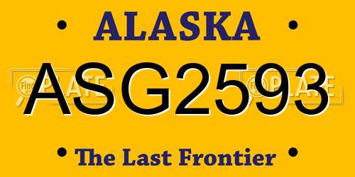 ASG2593 Alaska License Plate