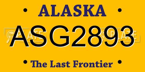 ASG2893 Alaska License Plate