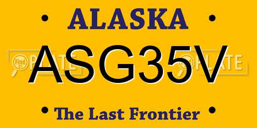 ASG35V Alaska License Plate