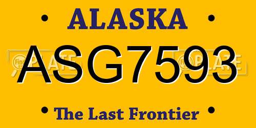 ASG7593 Alaska License Plate