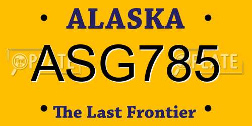 ASG785 Alaska License Plate
