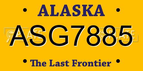 ASG7885 Alaska License Plate
