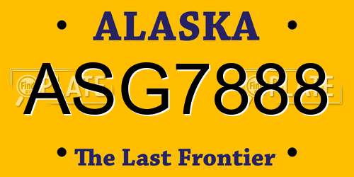 ASG7888 Alaska License Plate