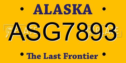 ASG7893 Alaska License Plate