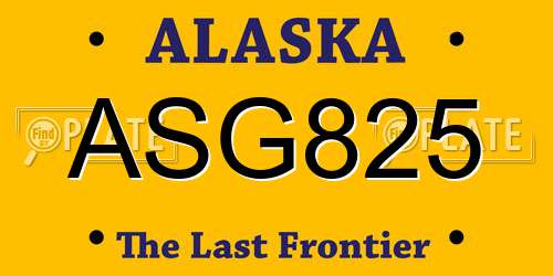 ASG825 Alaska License Plate