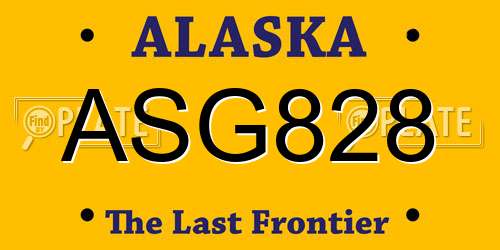 ASG828 Alaska License Plate