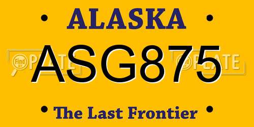 ASG875 Alaska License Plate