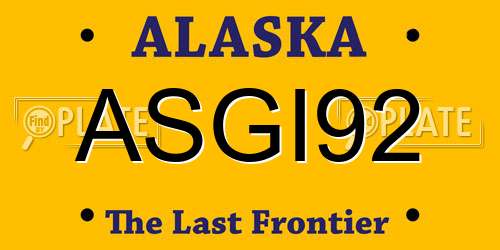 ASGI92 Alaska License Plate