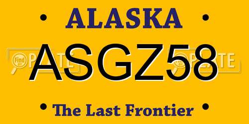 ASGZ58 Alaska License Plate