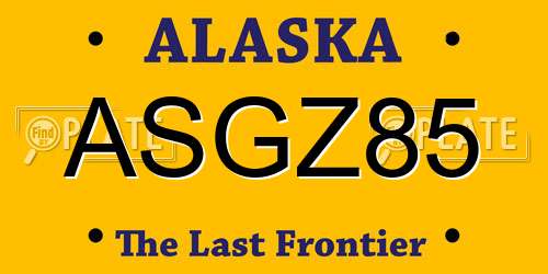 ASGZ85 Alaska License Plate