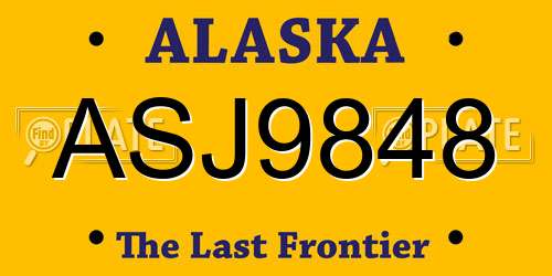 ASJ9848 Alaska License Plate