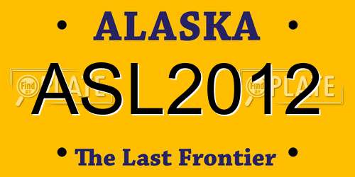 ASL2012 Alaska License Plate