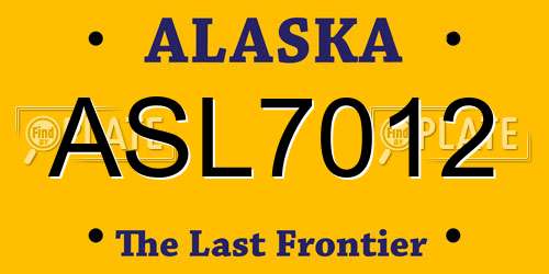 ASL7012 Alaska License Plate