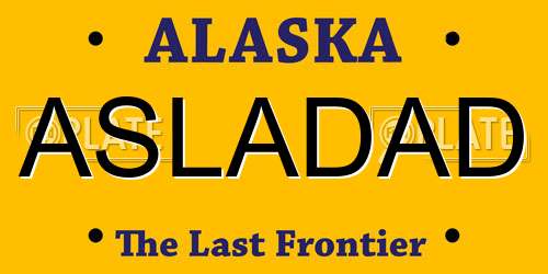 ASLADAD Alaska License Plate