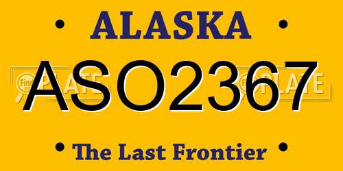 ASO2367 Alaska License Plate