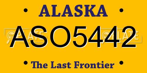 ASO5442 Alaska License Plate