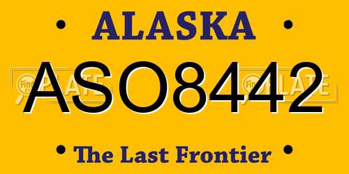 ASO8442 Alaska License Plate