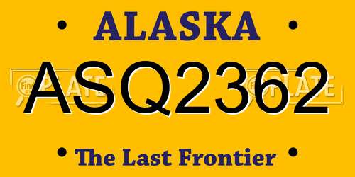 ASQ2362 Alaska License Plate