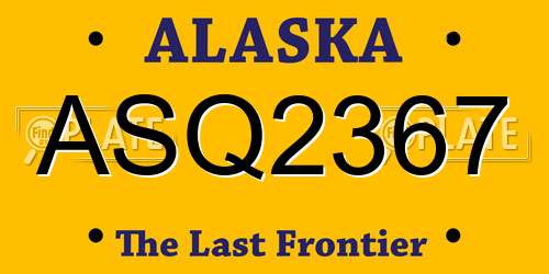 ASQ2367 Alaska License Plate