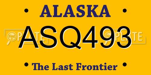 ASQ493 Alaska License Plate