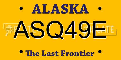ASQ49E Alaska License Plate