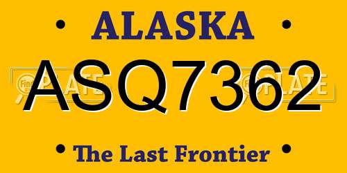 ASQ7362 Alaska License Plate