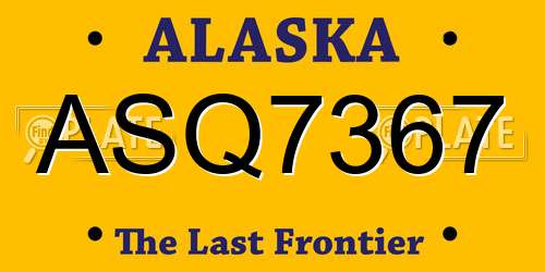 ASQ7367 Alaska License Plate