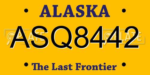 ASQ8442 Alaska License Plate