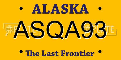 ASQA93 Alaska License Plate