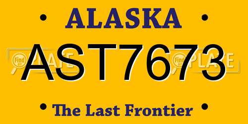 AST7673 Alaska License Plate