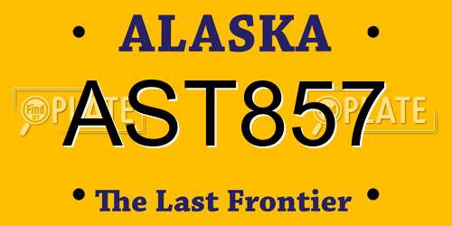 AST857 Alaska License Plate