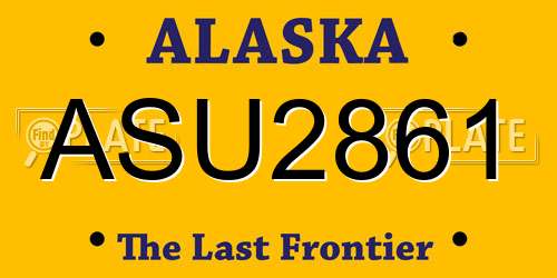 ASU2861 Alaska License Plate