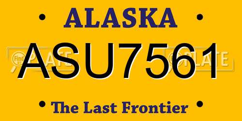 ASU7561 Alaska License Plate