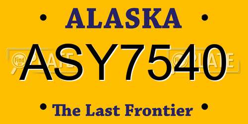 ASY7540 Alaska License Plate