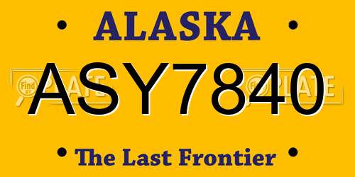 ASY7840 Alaska License Plate