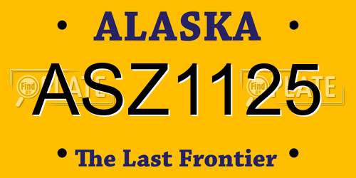 ASZ1125 Alaska License Plate