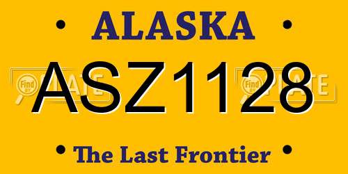 ASZ1128 Alaska License Plate