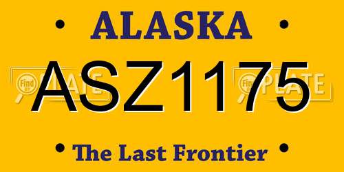 ASZ1175 Alaska License Plate