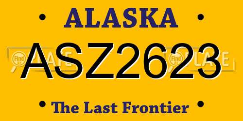ASZ2623 Alaska License Plate
