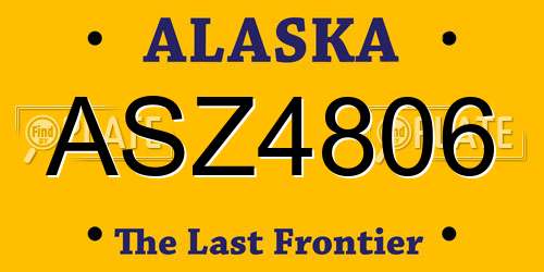 ASZ4806 Alaska License Plate