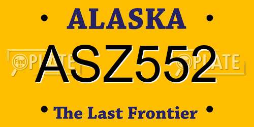 ASZ552 Alaska License Plate