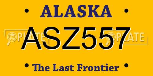 ASZ557 Alaska License Plate