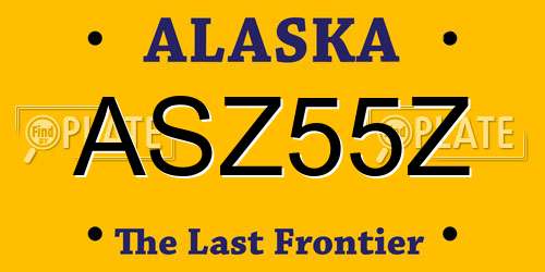 ASZ55Z Alaska License Plate